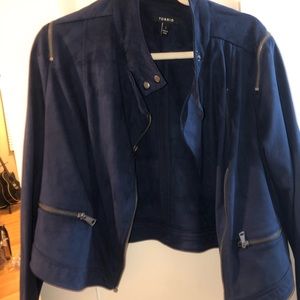 Navy blue suede Moto jacket!